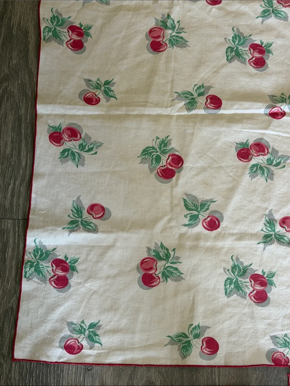 Vintage Square Small Cherries Table Cloth Cover with Napkins